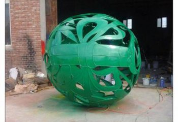 花紋球雕塑制作，酒店擺件，不銹鋼花紋球雕塑訂做