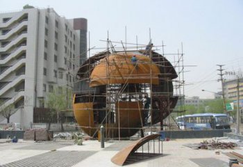 鏤空球雕塑精選，彩鋼制作，異形鏤空球雕塑工廠