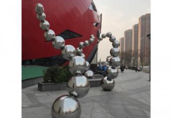 原子球雕塑定做，村標(biāo)概念，不銹鋼原子球雕塑廠家