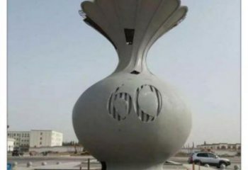 花瓶雕塑定做，城區(qū)小品，裝飾玻璃鋼花瓶雕塑定價