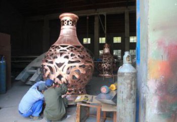 銅花瓶雕塑精選，室外軟裝，抽象銅花瓶雕塑廠家