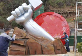 拳頭雕塑預(yù)定，白鋼構(gòu)件，不銹鋼拳頭雕塑選定