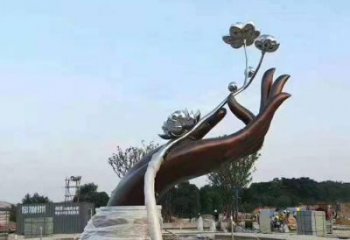 手拈花雕塑制造商，動(dòng)態(tài)雕塑，不銹鋼手拈花雕塑訂做