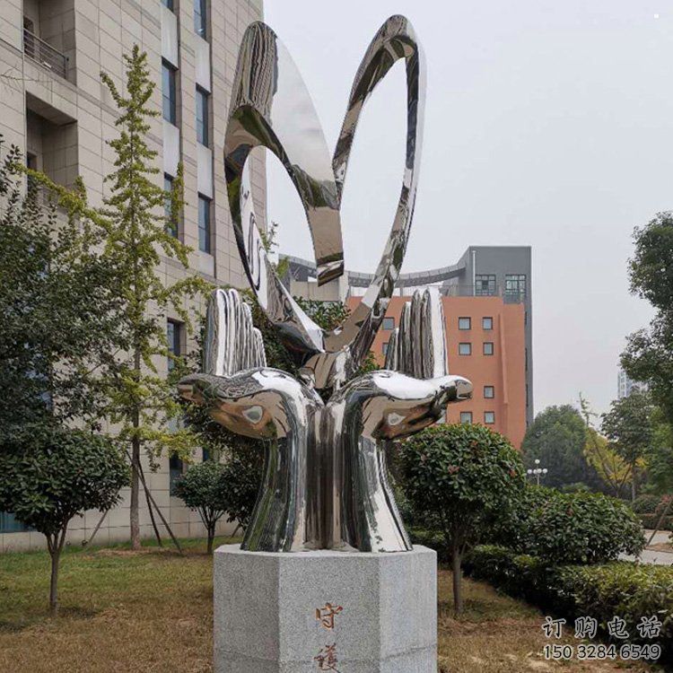 雙手雕塑指用，小區(qū)雕塑，廣場(chǎng)不銹鋼雙手雕塑制作