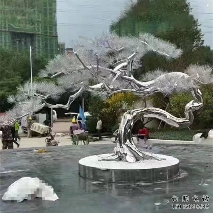 松樹雕塑制造商，美陳雕塑，不銹鋼松樹雕塑廠家