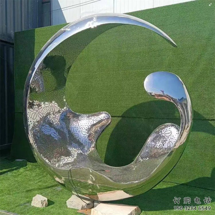 水滴環(huán)雕塑，創(chuàng)意設(shè)計類型，不銹鋼圓環(huán)水滴雕塑廠家