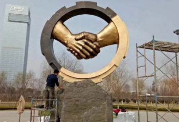 握手雕塑批發(fā)，景觀雕塑，不銹鋼握手雕塑制作承接