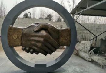 握手雕塑觀賞型，戶外擺放，不銹鋼握手雕塑廠家