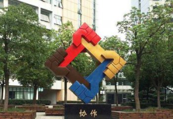 握手雕塑指用，多彩藝術，景觀不銹鋼握手雕塑廠家