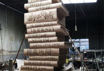 景區(qū)書籍雕塑，鍍金歐式雕塑，鐵藝材質(zhì)