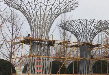 烤漆遮陽樹雕塑制造商，室外軟裝，鏤空遮陽樹雕塑制作
