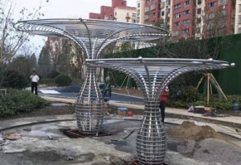 制造遮陽(yáng)樹雕塑廠家，地標(biāo)擺件，鏤空遮陽(yáng)樹雕塑訂做