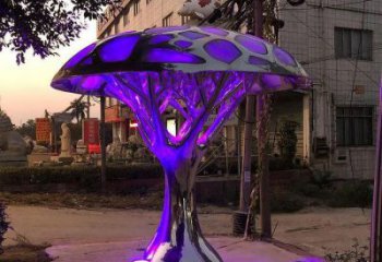 燈光樹雕塑精品，景觀雕塑，不銹鋼燈光蘑菇樹雕塑生產(chǎn)商