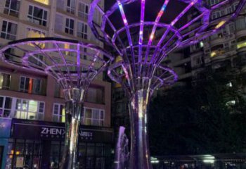 燈光樹雕塑選用，廣場雕塑，燈光蘑菇樹雕塑異型廠家
