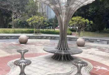 抽象傘樹(shù)雕塑供需，美陳雕塑，歐式鏤空傘樹(shù)雕塑承接