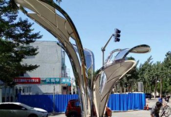 鏡面樹葉雕塑制造，廣場雕塑，制造不銹鋼樹葉雕塑廠家