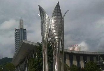 樹葉雕塑生產(chǎn)，美陳雕塑，制造鏡面不銹鋼樹葉雕塑廠家