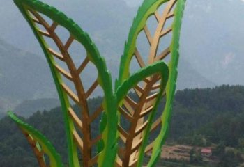 樹葉雕塑定做，公園小品，戶外烤漆樹葉雕塑廠家