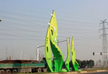 樹葉雕塑選用，建筑標(biāo)識雕塑，烤漆樹葉雕塑廠家