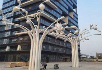 風(fēng)鈴樹雕塑定做，廣場(chǎng)系列，不銹鋼風(fēng)鈴樹雕塑制作