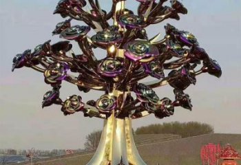 花樹雕塑加工商，鋼管組合，鈦金不銹鋼花樹雕塑定做