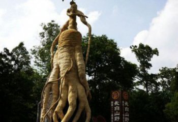 人參雕塑定制，標(biāo)識(shí)雕塑，戶外景觀人參樹雕塑指用