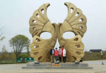 銀杏葉雕塑定制，露天雕塑，不銹鋼銀杏葉雕塑廠家