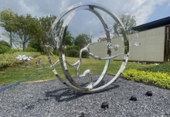 圓環(huán)樹雕塑廠家，標(biāo)識雕塑，不銹鋼圓環(huán)樹雕塑定制