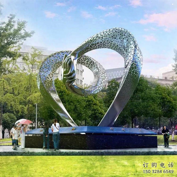 心形雕塑展品，景觀概念，鏤空鏡面心形雕塑優(yōu)選