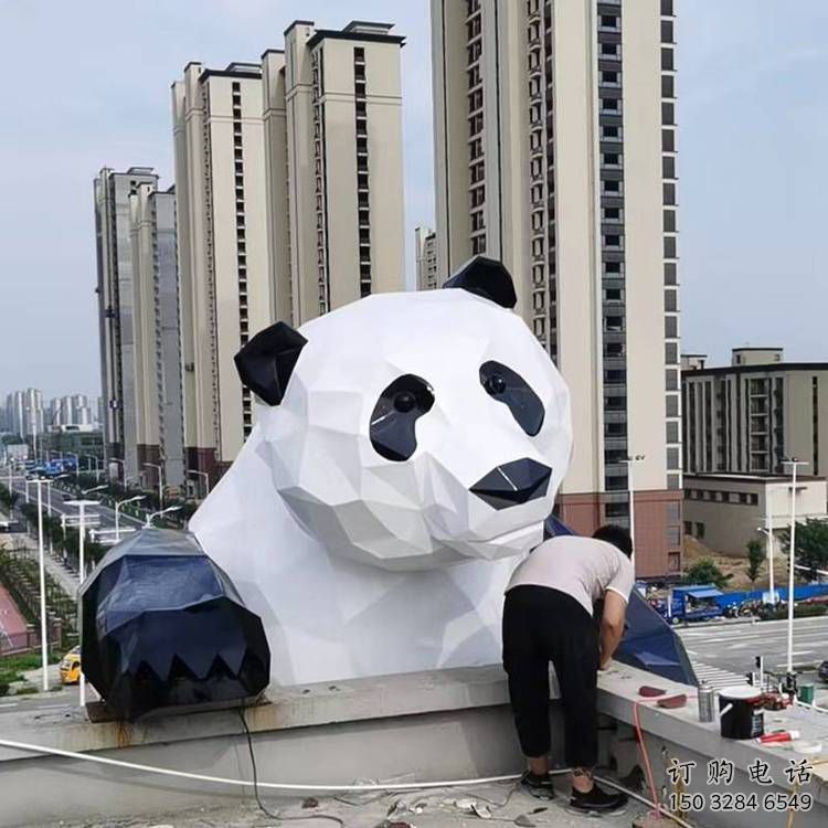 抽象熊貓雕塑展品，小區(qū)雕塑，切面熊貓雕塑工程制作
