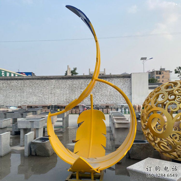 廣場羽毛雕塑供求，露天雕塑，不銹鋼烤漆羽毛雕塑標準