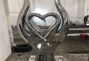 大型心形雕塑常用，戶外擺放，鏡面心形雕塑展示專供