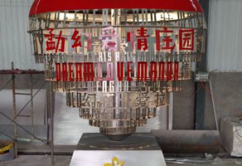 心形球雕塑供需，彩鋼制作，大型不銹鋼心形球雕塑公司