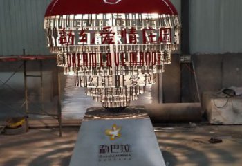 心形球雕塑制造，白鋼構(gòu)件，不銹鋼心形球雕塑提供