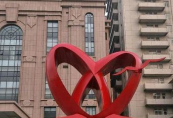 大型雙心雕塑公司制作，花園小品，不銹鋼雙心雕塑提供