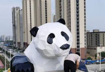 抽象熊貓雕塑展品，小區(qū)雕塑，切面熊貓雕塑工程制作