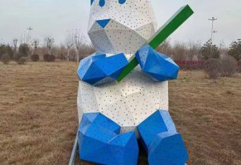 景觀熊貓雕塑制造，歐式風格，切面熊貓雕塑廠家定價