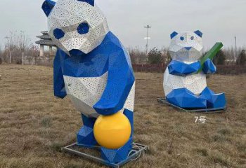 熊貓雕塑優(yōu)選，多彩藝術，抽象切面熊貓雕塑選用