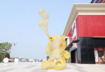 大型熊貓雕塑制作，花園小品，鏤空熊貓雕塑廠家