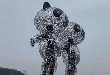鏤空熊貓雕塑制造商，廣場雕塑，鏤空熊貓雕塑廠家