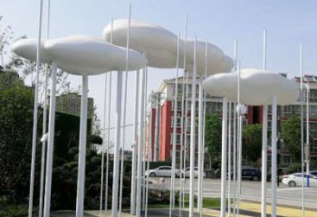 祥云雕塑承接，景區(qū)案例，公園不銹鋼祥云雕塑定制