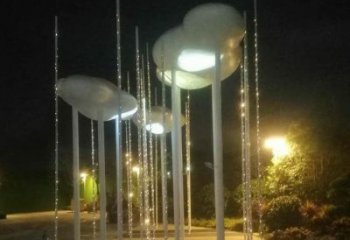 街道云朵雕塑，鍛造景觀雕塑，燈光效果