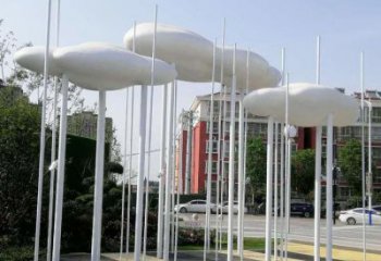 室內(nèi)云朵雕塑，拉絲景觀雕塑，抽象效果