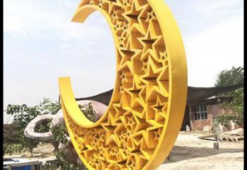 步行街月亮雕塑，鍛造景觀雕塑，鏤空方式