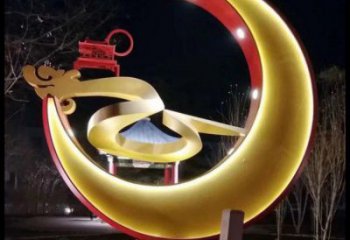 制造月亮雕塑廠家，地標(biāo)擺件，烤漆鏤空月亮雕塑精選