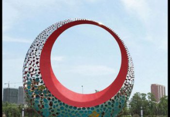 小區(qū)月牙雕塑，拉絲景觀雕塑，抽象效果
