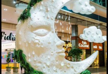 月亮雕塑展品，彩鋼制作，酒店不銹鋼月亮雕塑精品