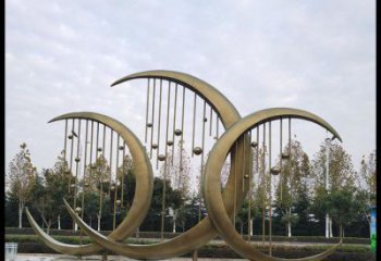 大型月亮雕塑公司，花園小品，月亮水簾雕塑廠家提供
