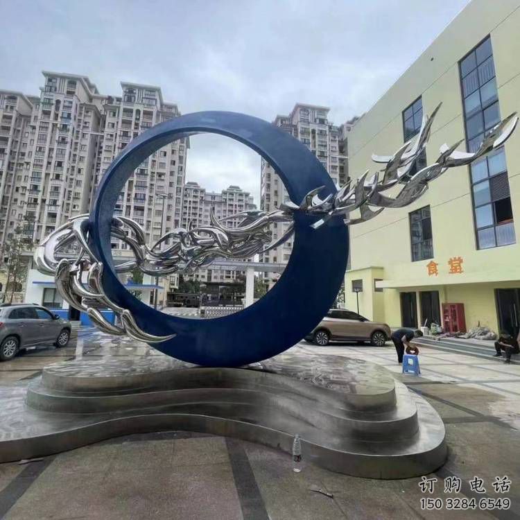 圓環(huán)雕塑定做，小區(qū)擺件，烤漆圓環(huán)雕塑制作
