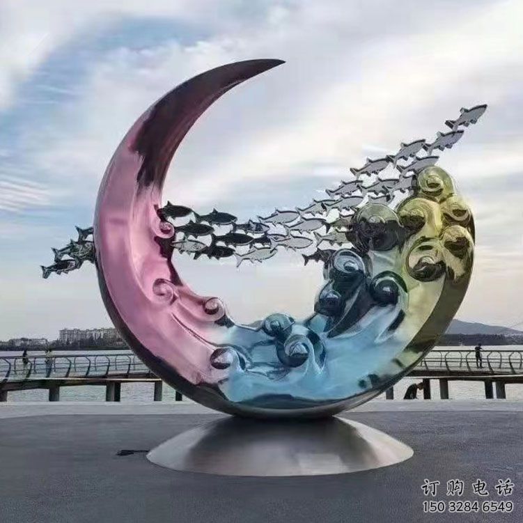 圓環(huán)雕塑制作，村標概念，烤漆圓環(huán)雕塑專供